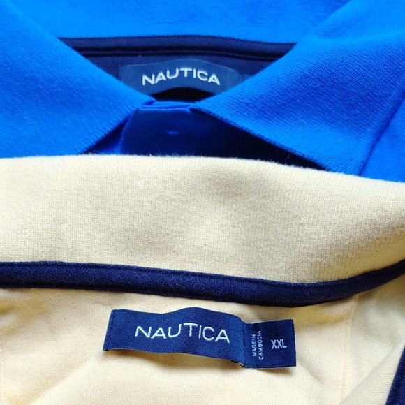 Two Nautica 100% Super Soft Polo Shirts 1 Med. Yellow, 1 Royal Blue. SZ XXL - Picture 2 of 2